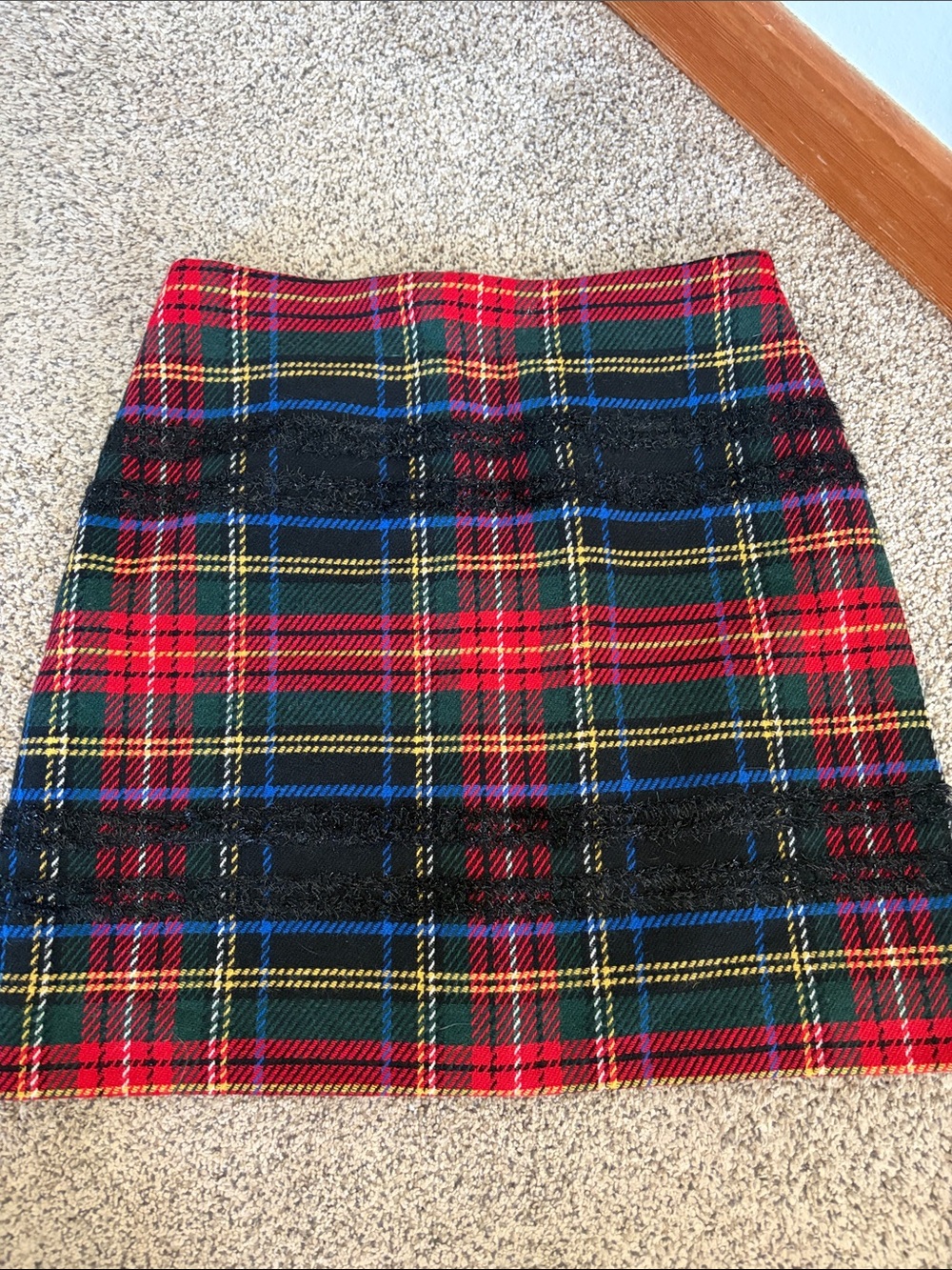 J. Crew Red Tartan Plaid Mini Skirt with Navy & Green Accents